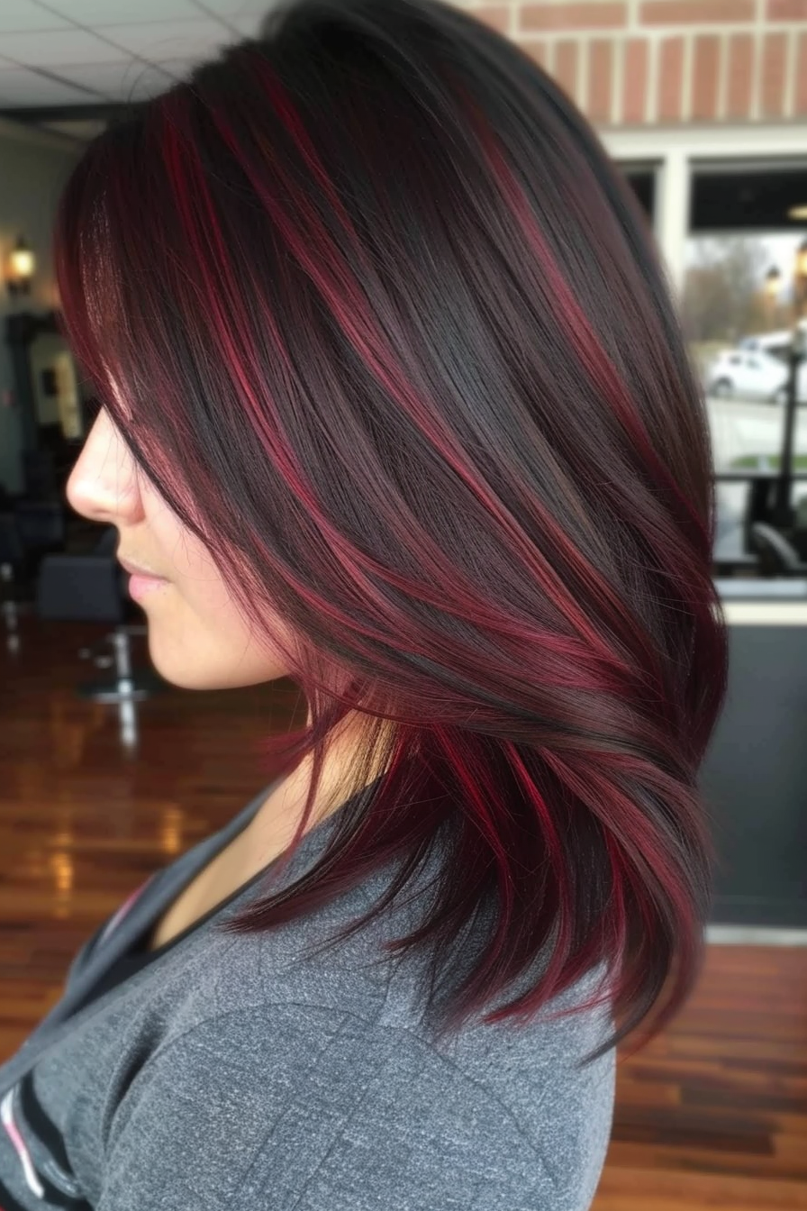 35+ Gorgeous Ways To Wear Red Highlights in Brown Hair - Flo's Blog