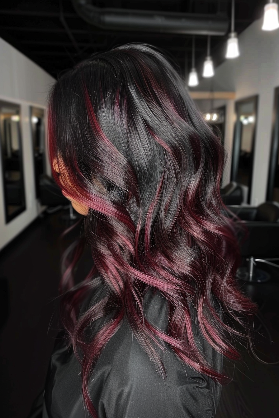 45 Sizzling Hot Red Highlights Ideas for Black Hair - Flo's Blog