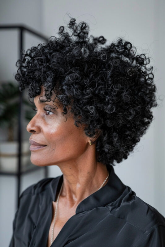 Picture of an older woman with a curly afro haircut.