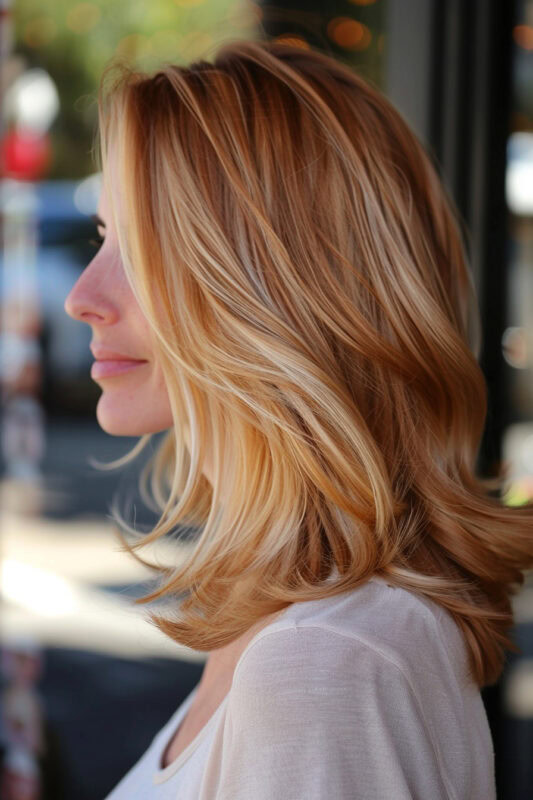 Woman with below shoulder length hair.