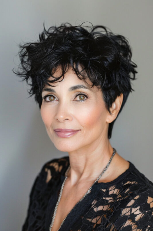 Woman with short, messy black hair.