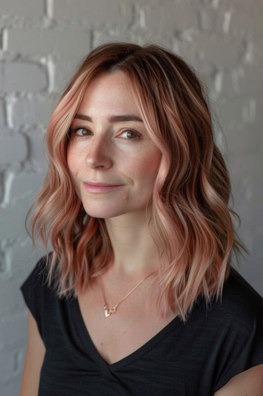 Woman with a shoulder length wavy bob.