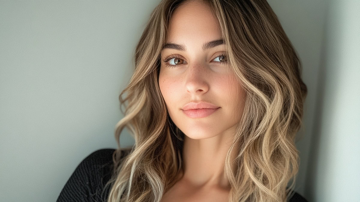 Woman with brown hair and blond highlights.