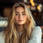 Woman with long honey blonde hair.