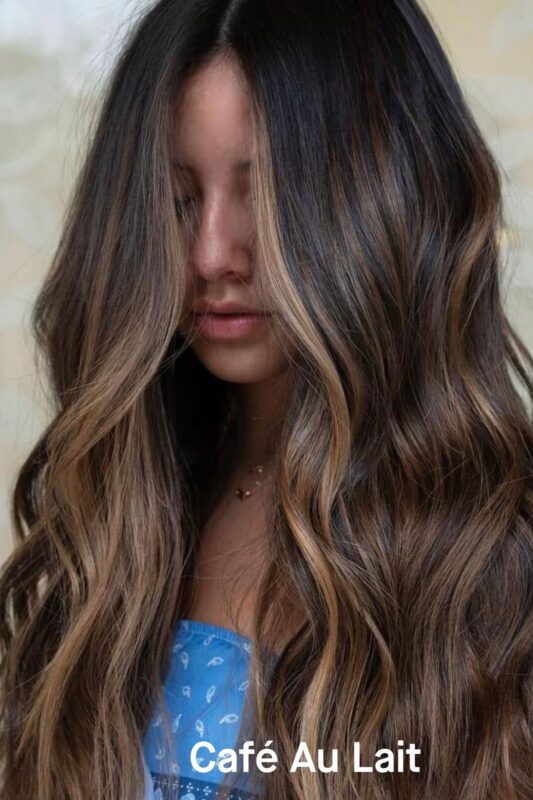 A woman with a coffee brown hair color.