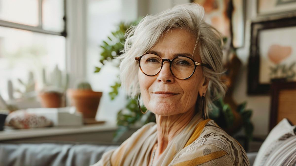 Woman over 60 with a short haircut.