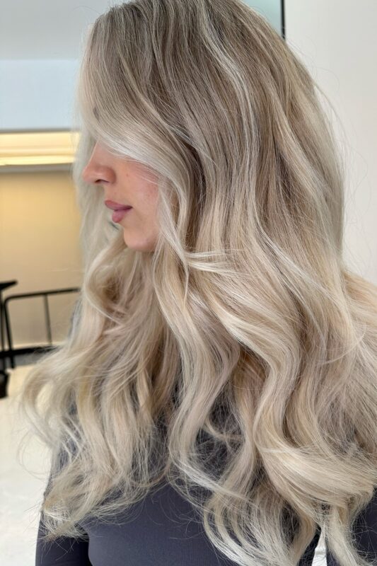 Blonde highlights perfectly covering gray for blondes.