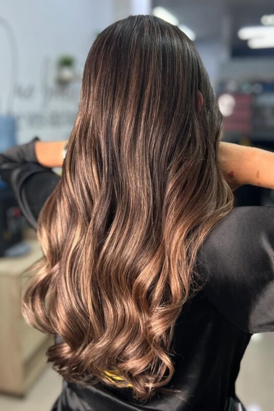 Woman with a golden ombre hair color.