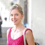 Woman with grey blended blonde hair